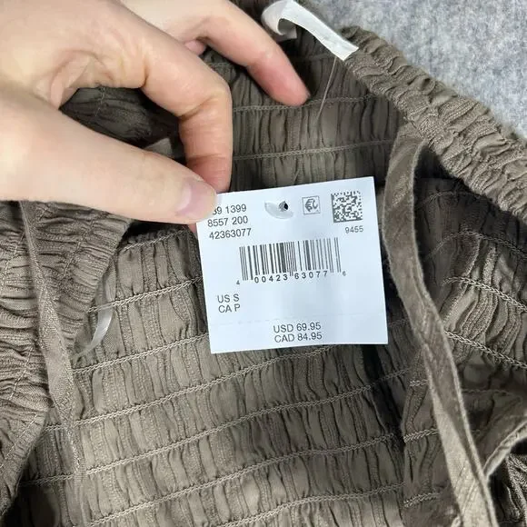 American Eagle Bella Jumpsuit Small Wide Leg Brown Striped Cotton Tie Straps - Picture 11 of 11